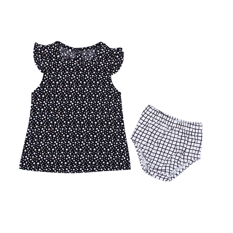 2016 милые комплекты одежды для маленьких девочек Детские шифоновые топы в черный