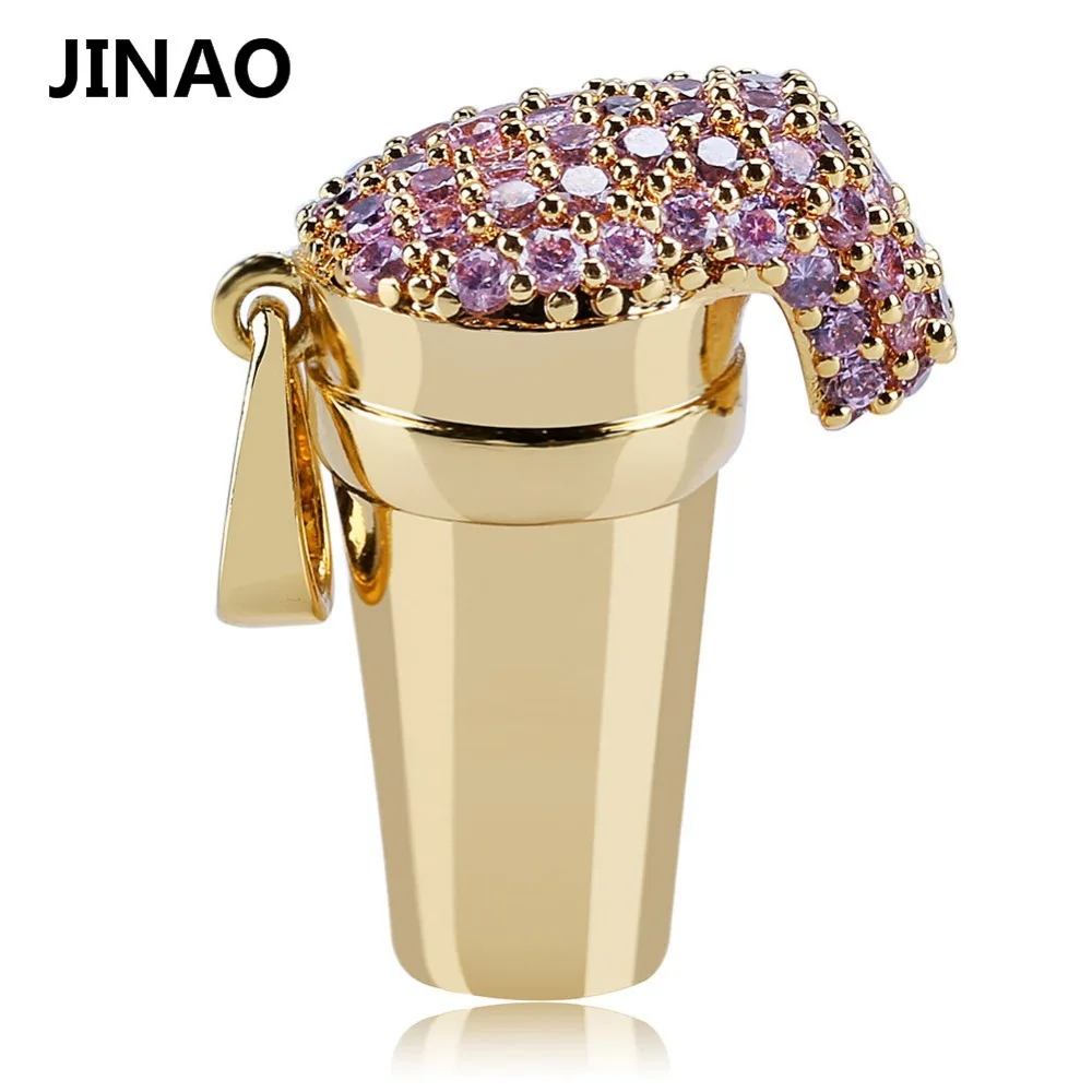 JINAO хип хоп подвеска Мороженое Micro Pave кубический циркон цепочки и ожерелья для