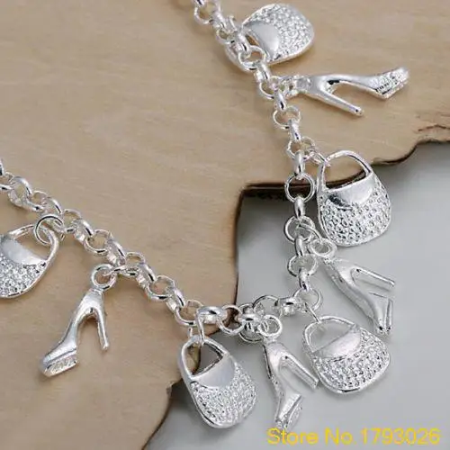 Женские туфли на высоком каблуке с серебряным покрытием сумки подвеской и