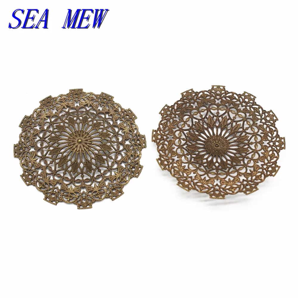 SEA MEW 10PCS 56mm Metal Copper Filigree Flowers Connectors Hollow Out Charm For Jewelry Making | Украшения и аксессуары