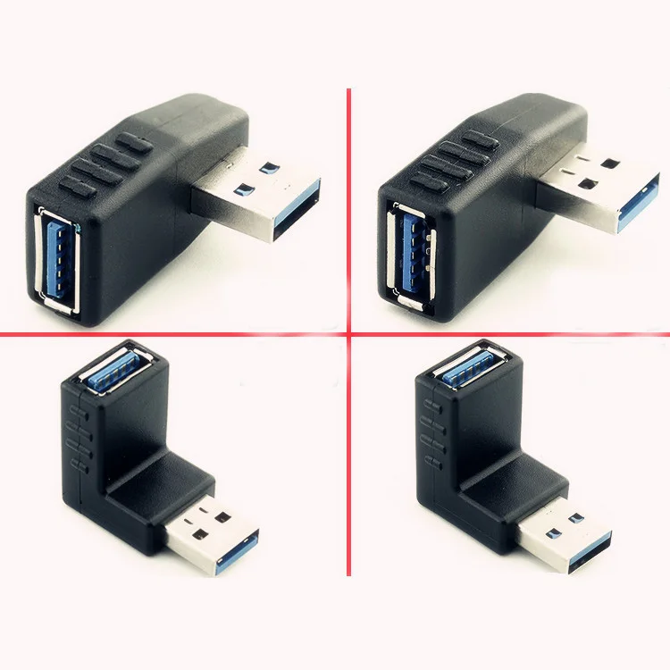10 шт./лот USB 3 0 штекер к гнезду 90 градусов адаптер соединитель вилка левый/правый