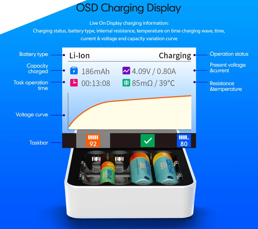 ISDT C4 8A сенсорный экран умный аккумулятор зарядное устройство экран с USB выходом для 18650 26650 AA AAA батарея для режима RC