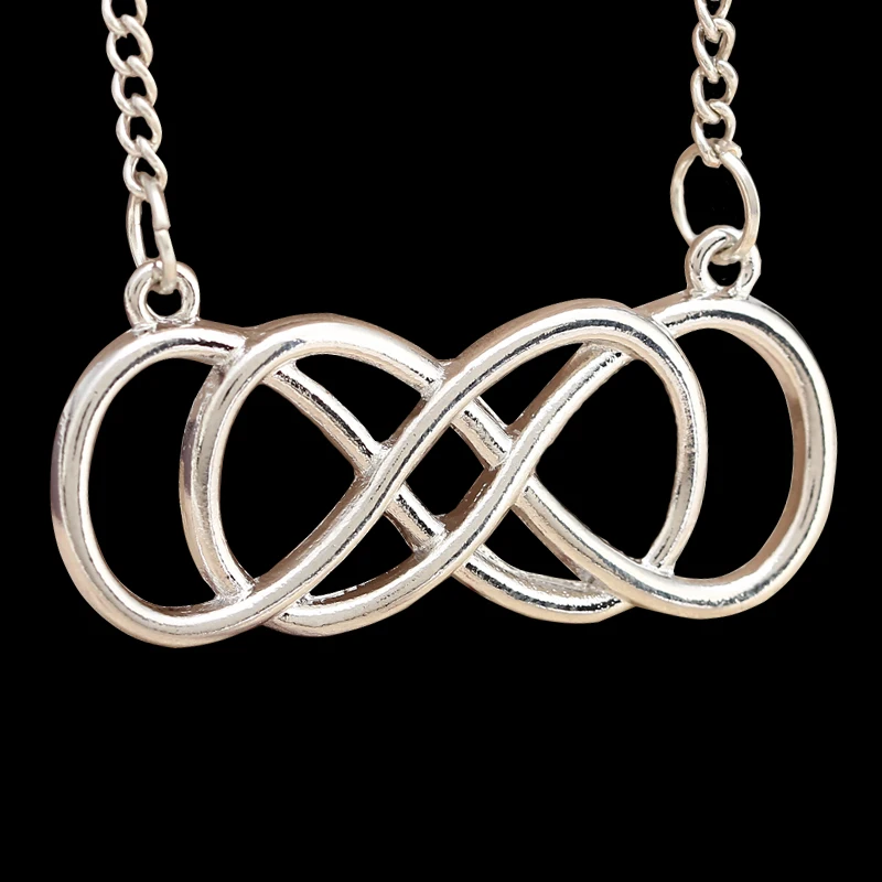 1 шт. простое посеребренное ожерелье-цепочка с двойной бесконечностью вечное