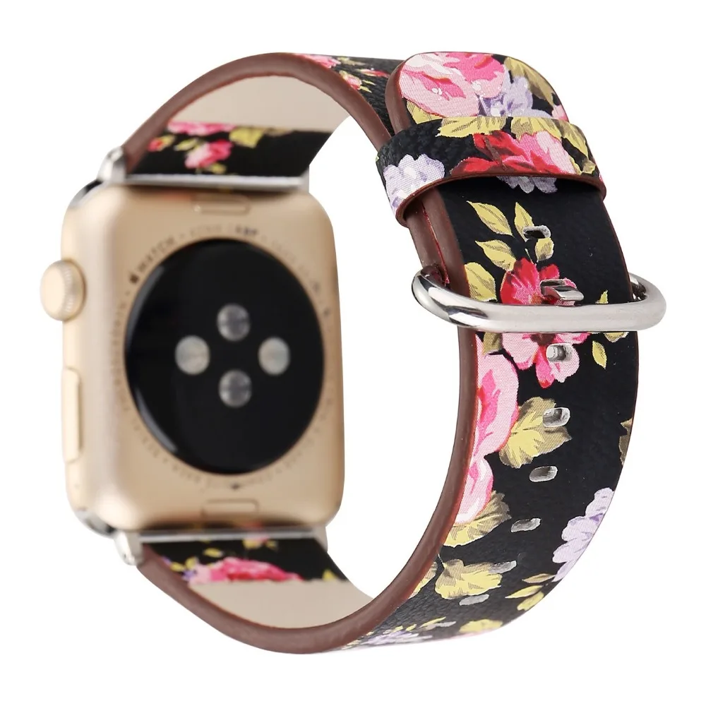 Кожаная петля Konaforen с цветочным принтом для iWatch ремешок 3/2/1 Apple Watch 42 мм 38 браслет