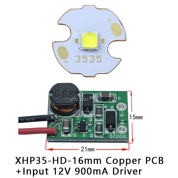 16mm HD.12V-D CREE 12 в 13 Вт XHP35 HD высокая мощность светодиодный излучатель диод бусины холодный белый нейтральный белый теплый белый+ вход 12 В 900mA драйвер для DIY - Испускаемый цвет: 16mm HD.12V-D