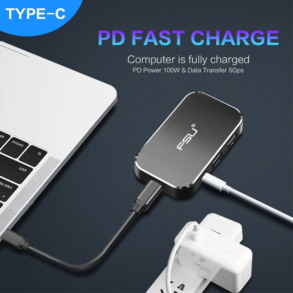 Thunderbolt 3 type-c концентратор адаптер 4 к 1080 P USB c к HDMI TYPE-C к USB разъему с быстрой зарядкой для Macbook matebook ноутбуки