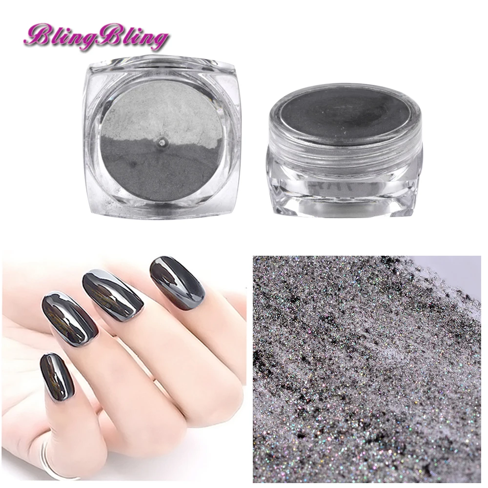 Blingbling 1 г черный зеркальный блеск порошок Ослепительная блестящие для дизайна