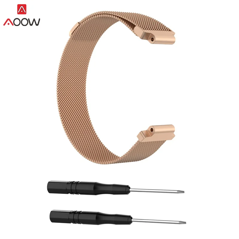 rose gold AOOW Milanese Loop Магнитный металлический Нержавеющая сталь ремешок для смарт-часов Garmin Forerunner 220/230/235/620/630/735 часы сменные ремешки - Цвет ремешка: rose gold