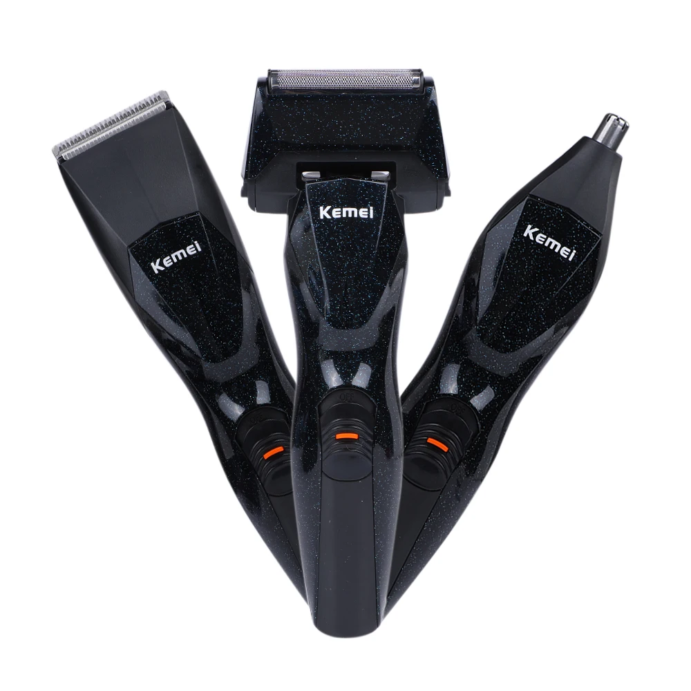 Kemei KM-5890 3 в 1 Мужская бритва для бороды электрическая Беспроводная Машинка для стрижки волос перезаряжаемая многофункциональная машинка для стрижки волос