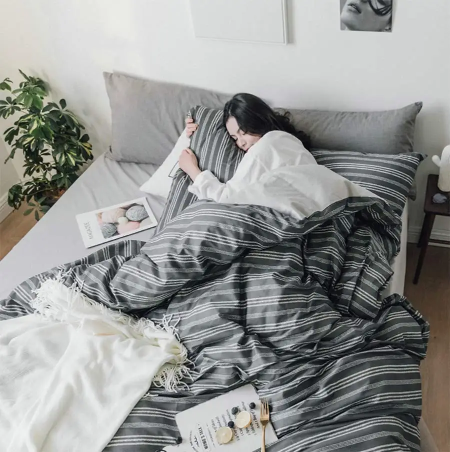 

Stripes plaid bedding set teen child man,full queen king geometric cotton double bedclothes bed sheet pillow case duvet cover