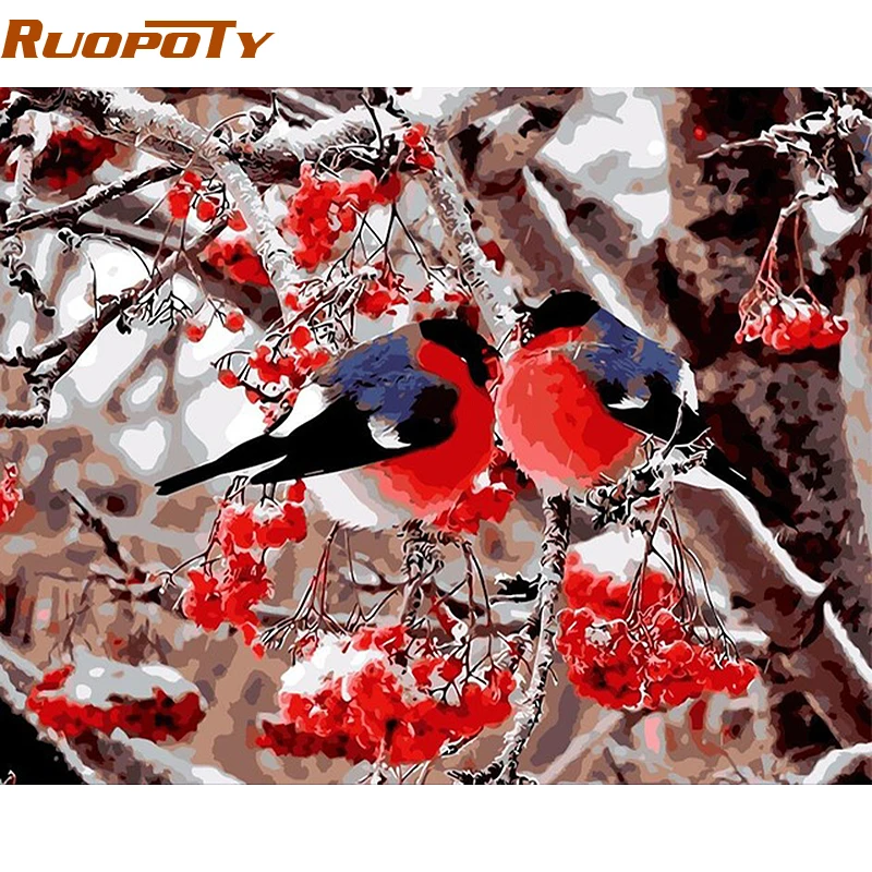 RUOPOTY Рамка Картина птицы DIY Набор для рисования по номерам Акриловая Краска на