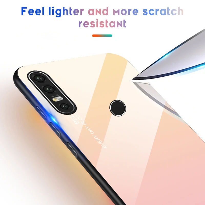 Colorful Gradient Glass Case For Huawei P30 Pro Y9 Y6 Prime P smart Plus 2019 Nova 5 4 3i Lite Honor V20 8A 8X Phone Cover |