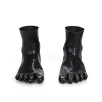 unisex sexy black liquid wetlook latex rubber ankle short 5 toes socks stockings hosiery fetish booties for men and women
