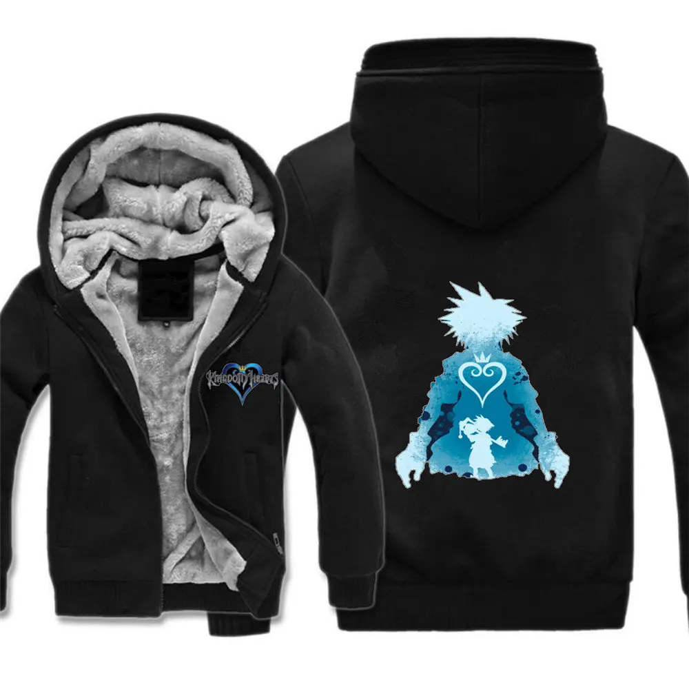 

Game Kingdom Hearts Jacket Sora Key Symbol Hoodie HIP HOP Hooded Sweatshirt Zipper Coat Halloween Cosplay Unisex Costume