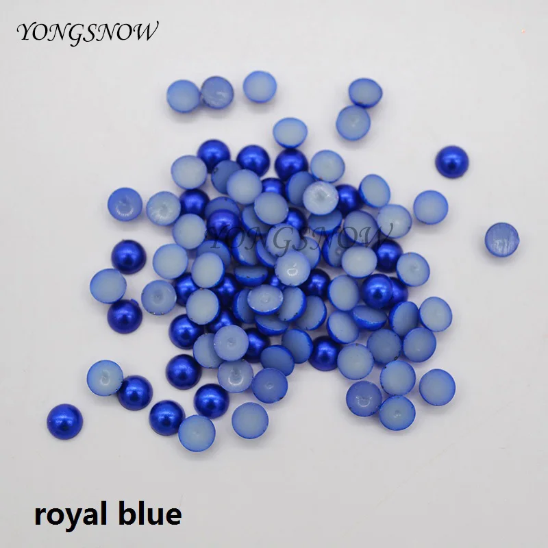 Royal blue 300 шт 6 мм полукруглые бусины имитация жемчуга с плоской задней стороной акриловые бусины Сделай Сам дизайн ногтей Наклейка ювелирные изделия Аксессуары для свадебного украшения - Цвет: Royal blue