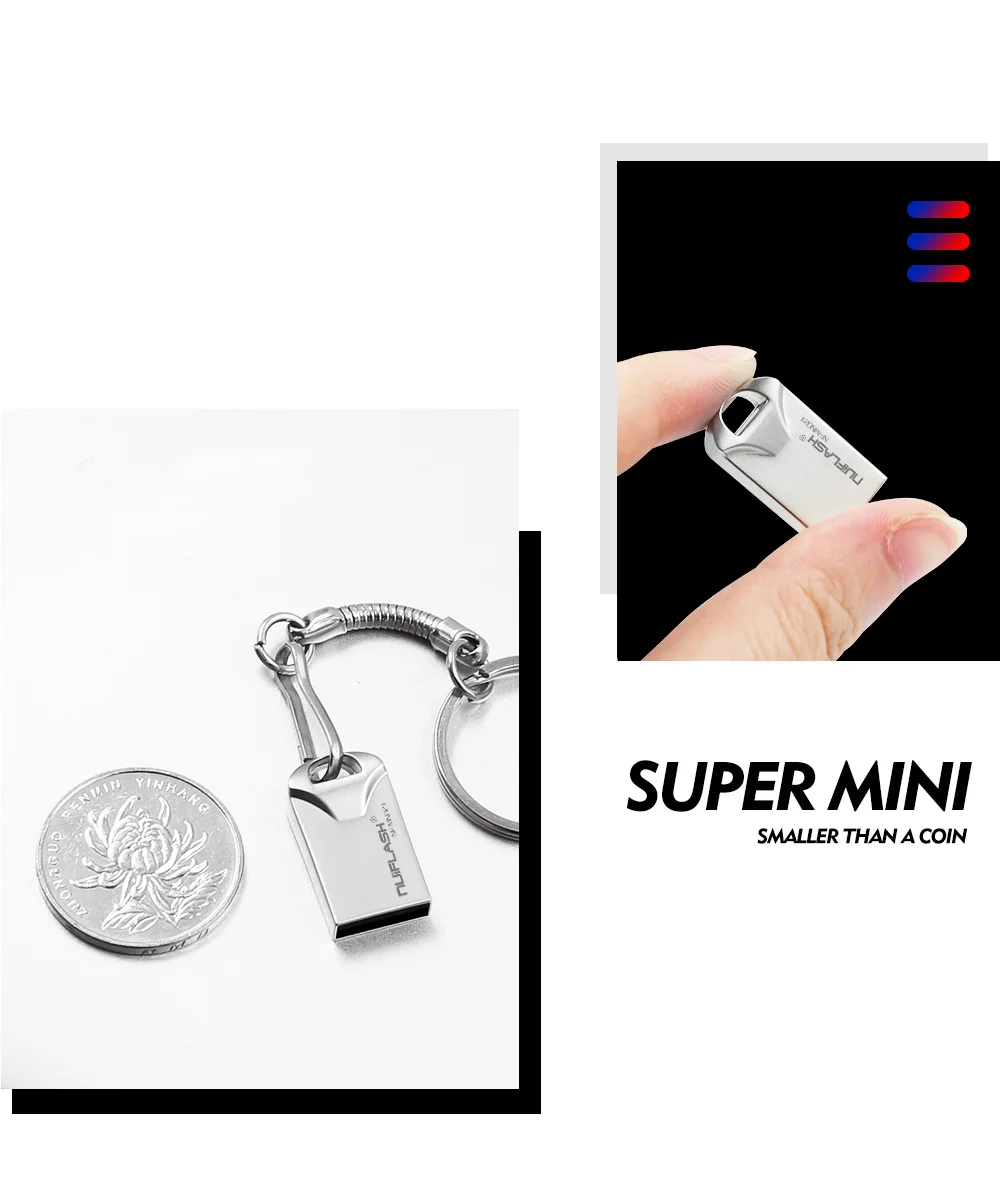 Nuiflash usb флеш-накопитель, 64 ГБ, металлический USB 2,0, серебристая флешка, 4 ГБ, 8 ГБ, 16 ГБ, 32 ГБ, u-диск, флешка, 128 ГБ, флешка, ключ