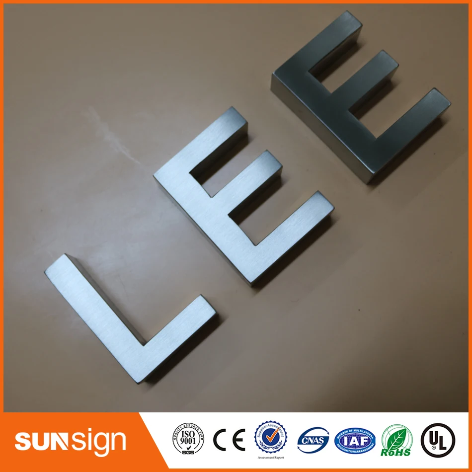 Высококачественная Матовая Серебристая буквы из хромированной нержавеющей
