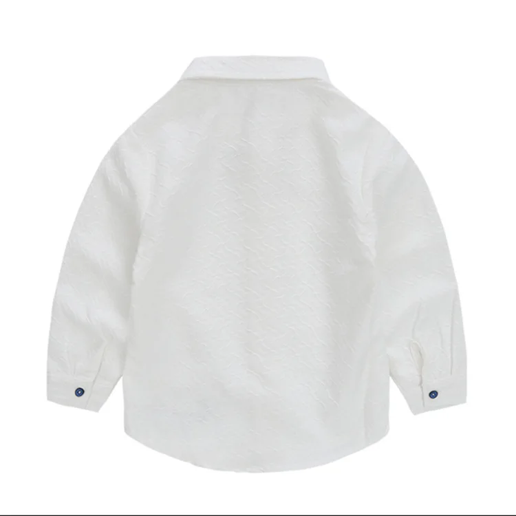 2017 Весна и осень мальчиков чистого белого цвета рубашка с галстук бабочка