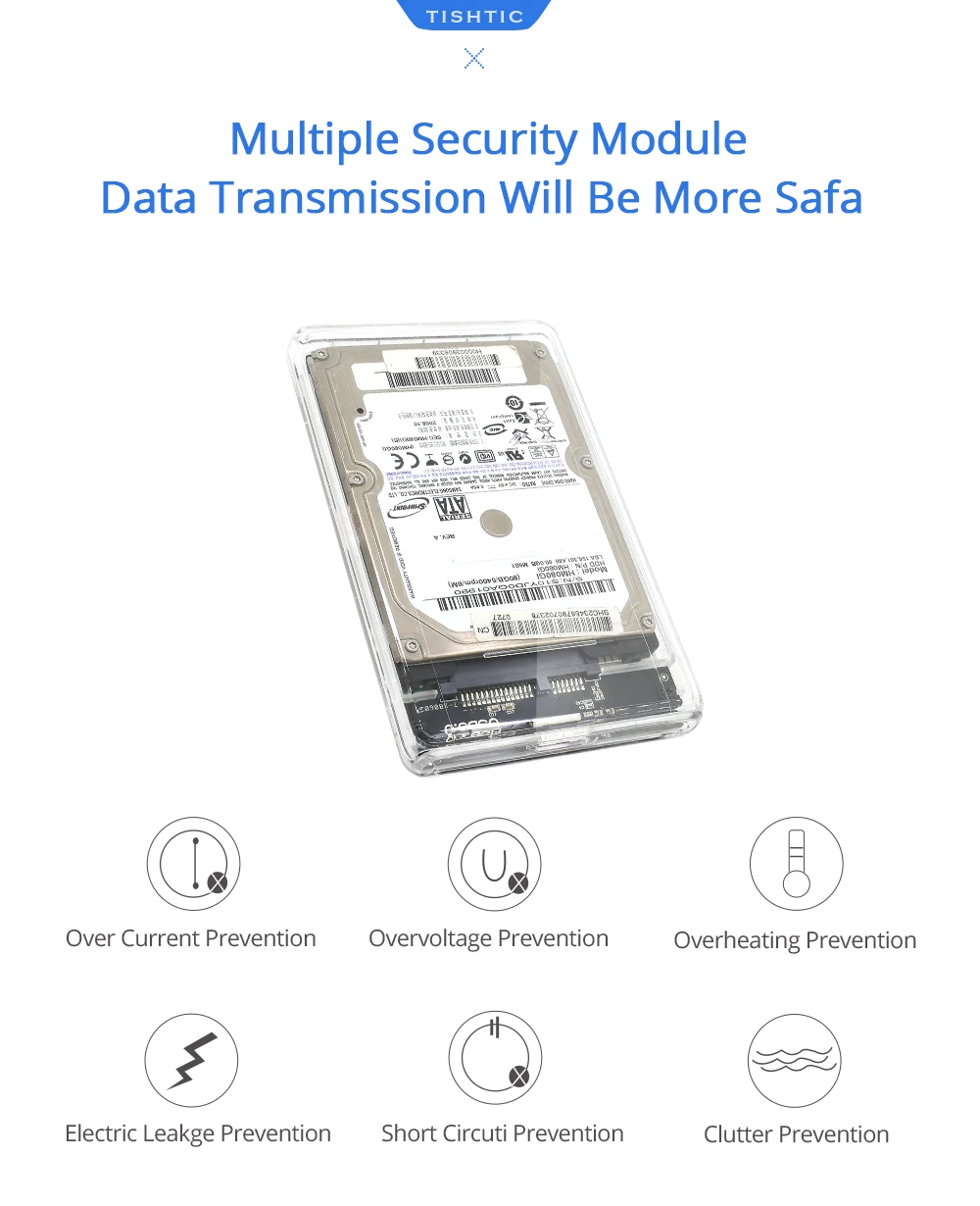TISHRIC Прозрачный чехол для жесткого диска Caddy Box HDD 2,5 SSD SATA для USB 3,0 адаптер жесткий диск корпус 5 ТБ протокол UASP