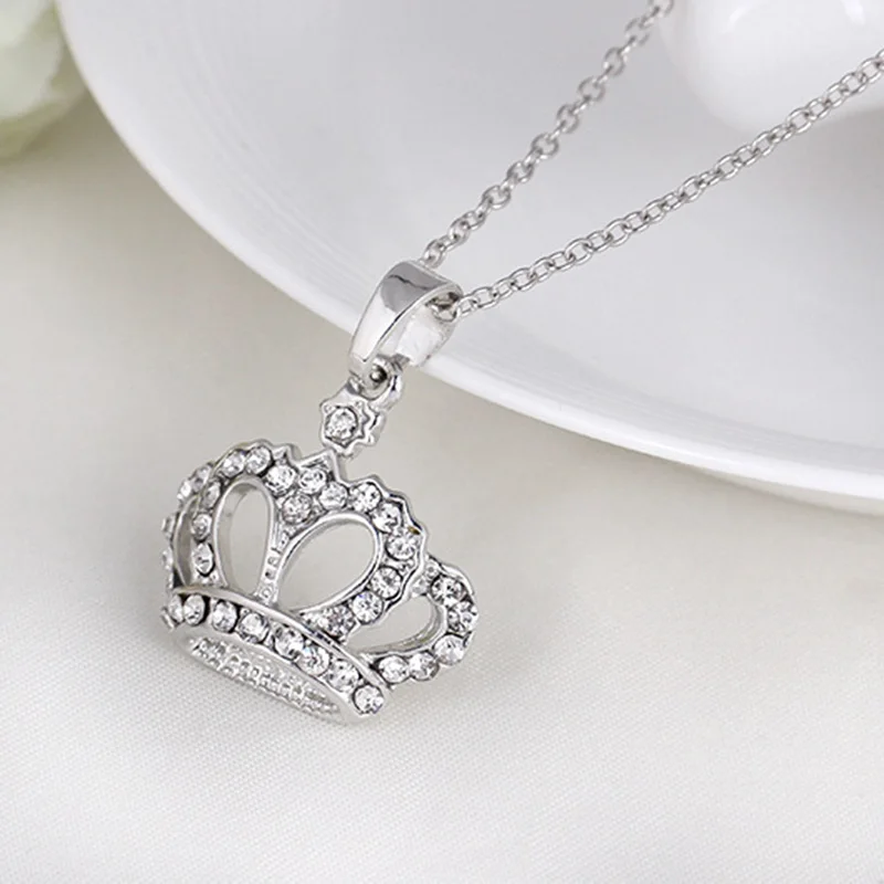 Женское Ожерелье, чокер с кристаллами, корона, кулон, ювелирные изделия, подарок AIC88, ожерелье-цепь из сплава Женское Ожерелье, чокер с кристаллами, корона, кулон, ювелирные изделия, подарок AIC88, ожерелье-цепь из сплава