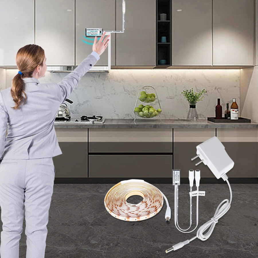 

EeeToo Waterproof LED Flexible Strip Light 12V Hand Sweep Sensor Switch 1M 2M 3M 4M 5M SMD 2835 LED Strip Connector for Bedroom