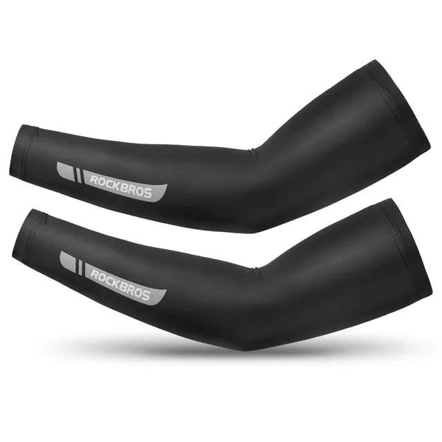 XT016BK ROCKBROS Велоспорт ледяная ткань бег Кемпинг гетры для рук баскетбольный рукав для рук Спорт на открытом воздухе рукава Лето защитное снаряжение - Цвет: XT016BK