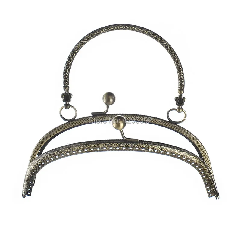 

10Pcs Bronze Tone Flower Arch Frame Kiss Clasp Lock With Handle For Purse Bag Handbag Handle Findings 16.5x9.5cm