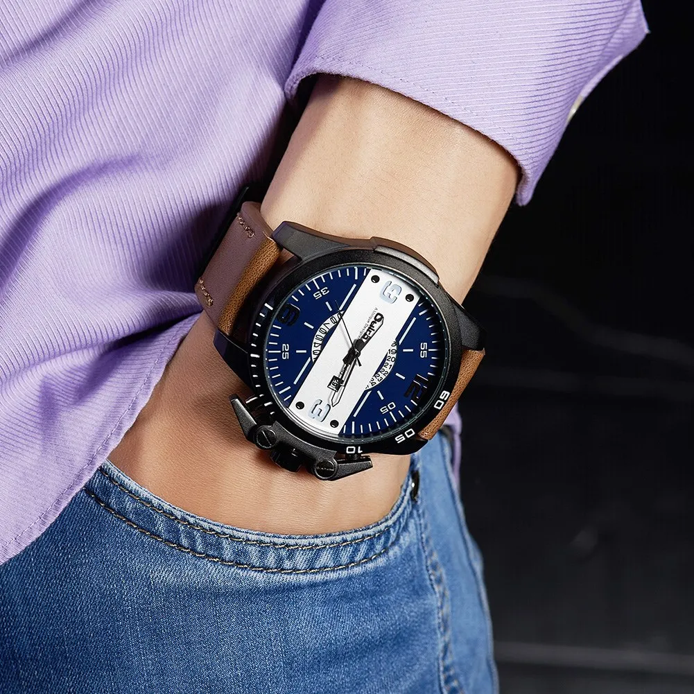 VH 2017 Повседневные часы Для мужчин Дата человек Наручные Reloj Hombre кожаный ремешок