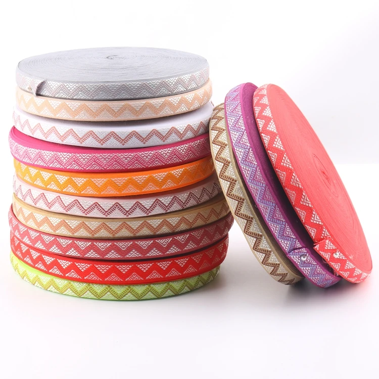 Плетеная лента из жаккардовой ткани #702 &quotW&quot в этническом стиле с вышивкой для