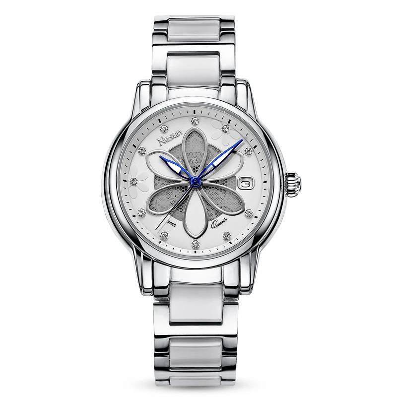 New Switzerland Nesun Women's Watches Luxury Brand Quartz Watch Women Six-leaf grass design Clock Diamond Wristwatches N9065-2