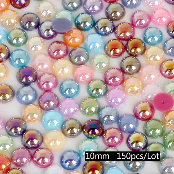 10mm 150pcs Mixed 50-1000 шт. Мульти Размеры AB Цвета полукруглый Flatback Пластик ABS имитация жемчуг для шитья одежды DIY craft украшения - Цвет: 10mm 150pcs Mixed