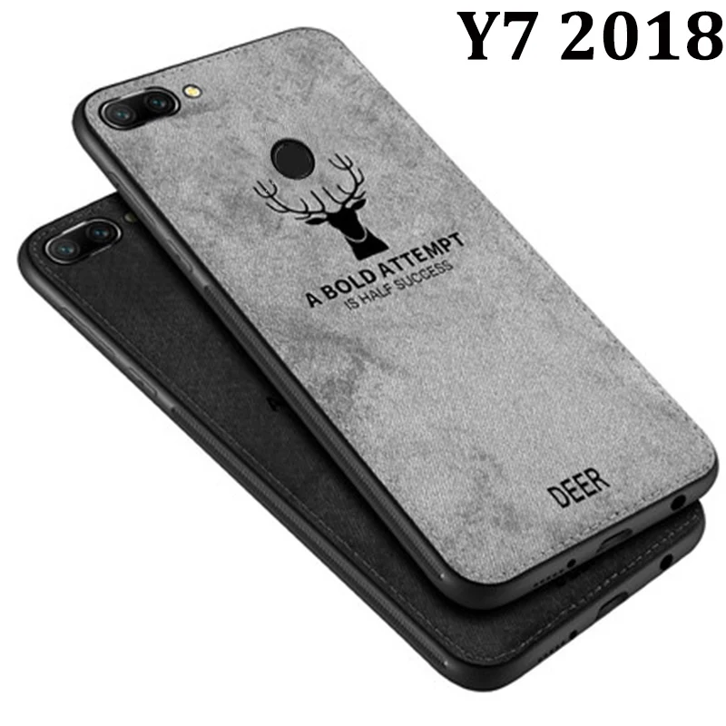 Для Huawei Y7 2018 чехол мягкий для телефона Y 7 защитная задняя крышка ткань + ТПУ чехлы
