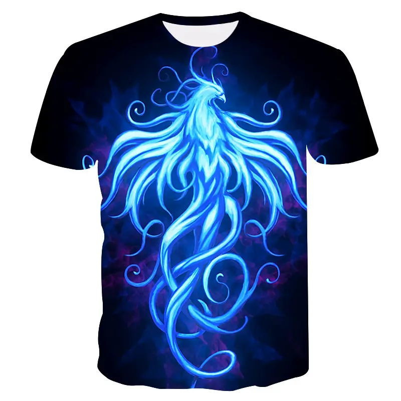 Футболка Мужская/женская с 3D-принтом модная тенниска золотым Фениксом