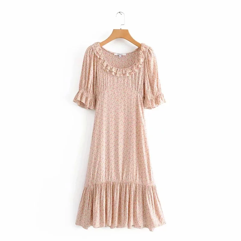 Robe femme длинное платье 2019 летнее модное свободное с принтом грибка оборками