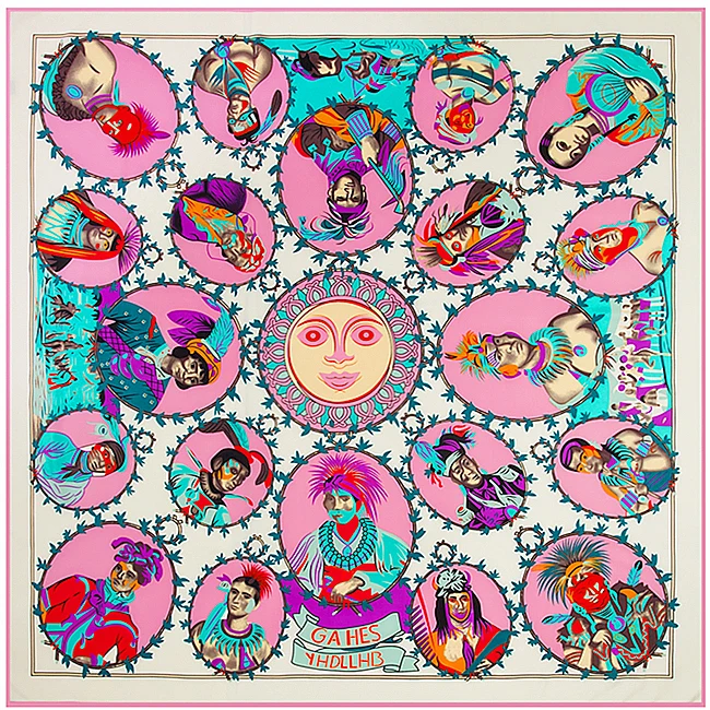130cm*130cm Women Fashion Twill Silk Euro Brand Indian Tribe Head Portrait Square Scarf Horse Print Hot Sale Femal Wrap |