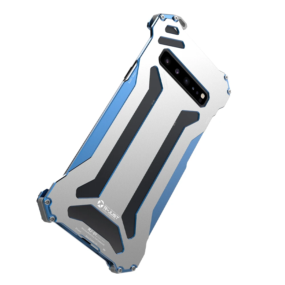 

R-JUST CNC Aircraft Aluminum Bumper Case for Samsung Galaxy S10 5G S10e S10 plusAnti-knock Shockproof Metal Frame Back Cover