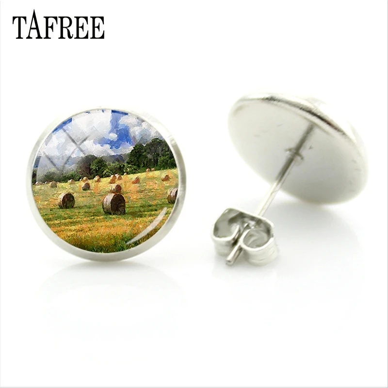 TAFREE новые модные серьги-гвоздики с абстрактными художественными рисунками