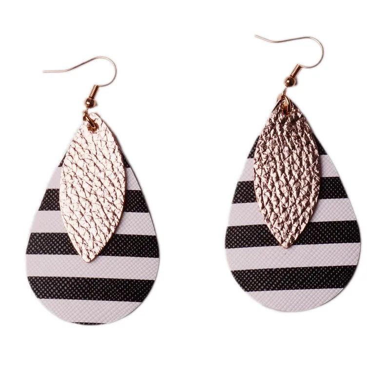 Rainbery кожа серьги для женщин Лист слеза 2 Слои заявление EarringsTrendy 2021 модное