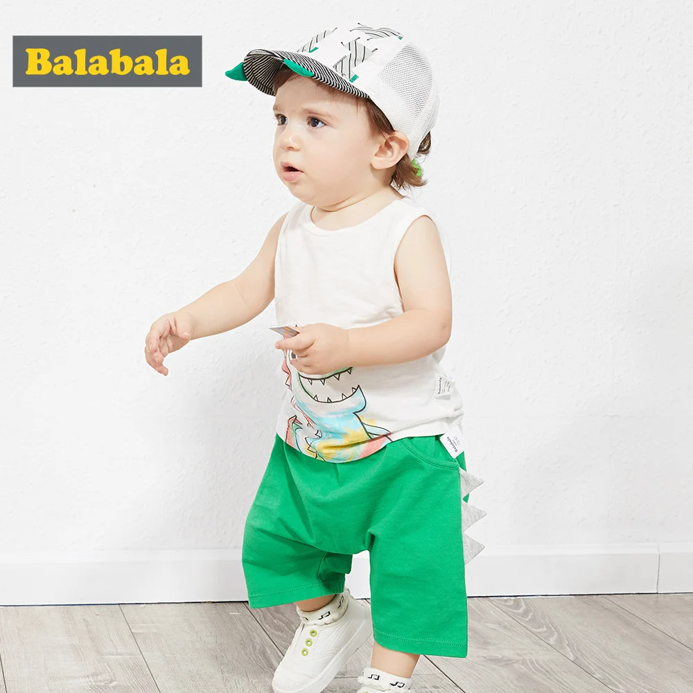 Balabala2019 новый летний повседневный комплект одежды для новорожденных мальчиков
