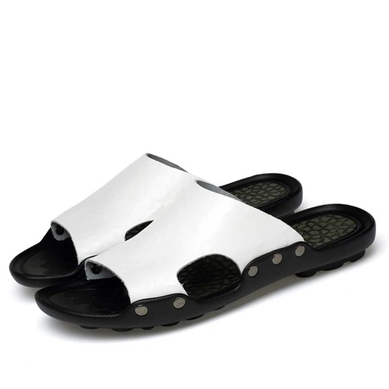 Men Slippers Beach Breathable Flip Flops Summer Flat Heels Antiskid Slides Sandals Retro Rubber Casual Shoes AA11657 | Обувь