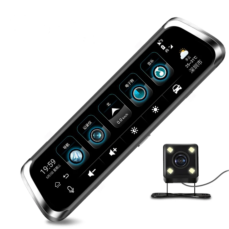 Dashcam 3g Wi-Fi 10 дюймов Сенсорный экран HD 1080 P Видеорегистраторы для автомобилей Зеркало заднего вида gps навигация, Bluetooth, FM радио, Двойной объектив автомобиля Регистраторы