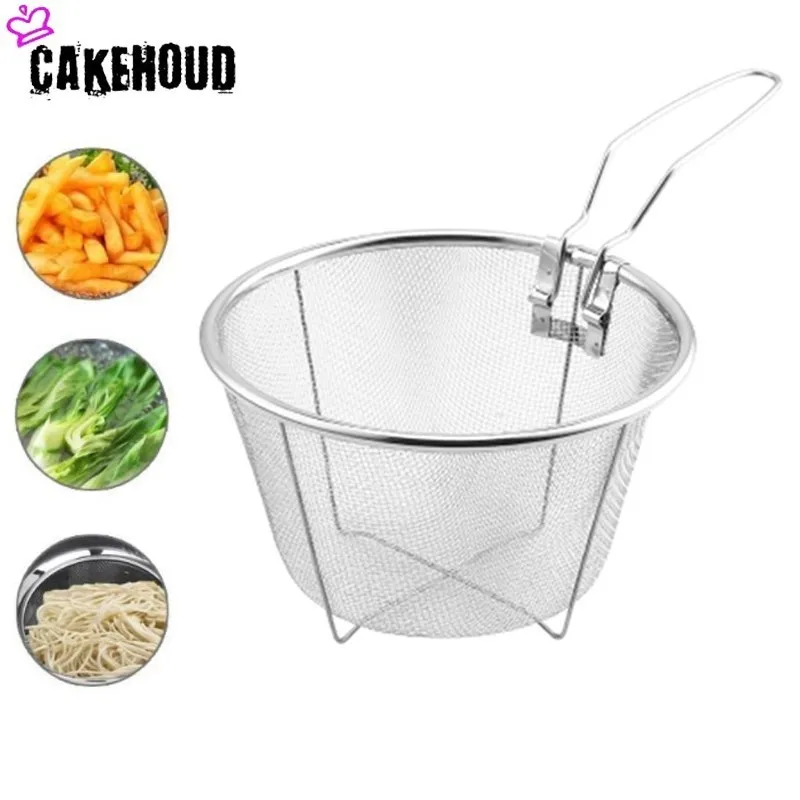CAKEHOUD кухонные инструменты для приготовления пищи из нержавеющей стали, корзина для жареной пищи, дуршлаг для жареной курицы, картофеля, фильтр, корзина для приготовления пищи, сито