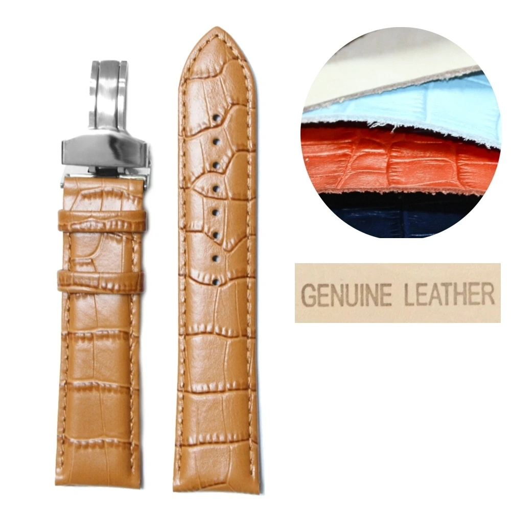 Ремешок для часов унисекс из натуральной кожи 20 мм L. Коричневый стежок ремешок с