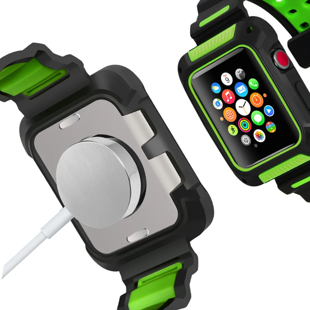 Защитный чехол + ремешок для apple watch группа 42 мм 38 iwatch серии 3/2/1 мягкий силиконовый
