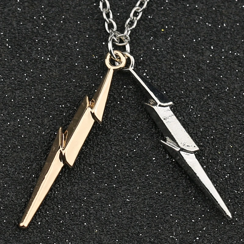 Флеш колье с логотипом Lightning Bolt Scar серебристая подвеска золотого цвета модные