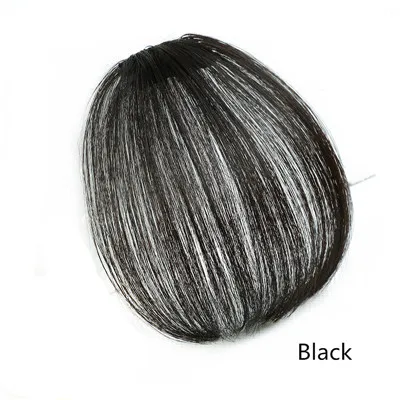 Black 613 блонд на заколках, человеческие волосы, плоская воздушная бахрома, челка, невидимые бразильские волосы, не Реми, сменные волосы, парик - Цвет: Black