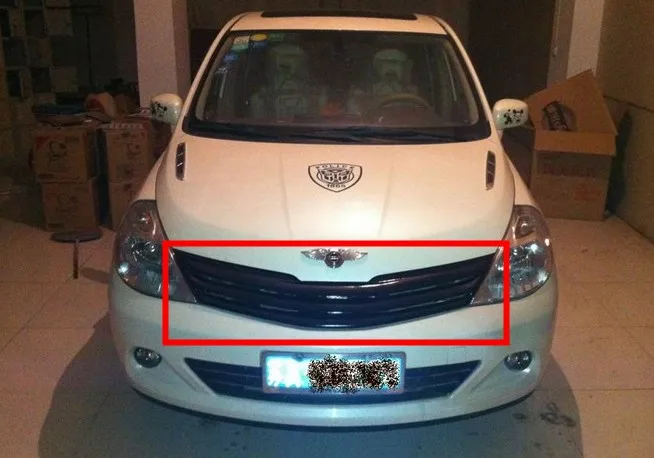 

Подходит для Nissan Tiida 2008, передний бампер из углеродного волокна, средняя решетка радиатора, защитная отделка