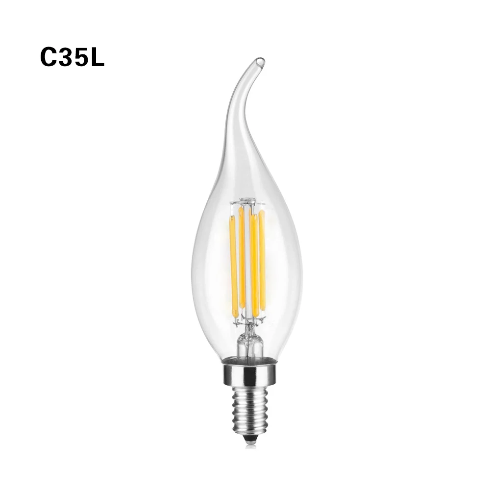 Старинная светодиодная нить лампы Led лампы в форме свечи света 2 Вт, 4 Вт, 6 Вт, 220 V/110 V C35 C35L E14 прозрачный Стекло оболочки ретро Светодиодная лампа edison - Испускаемый цвет: C35L