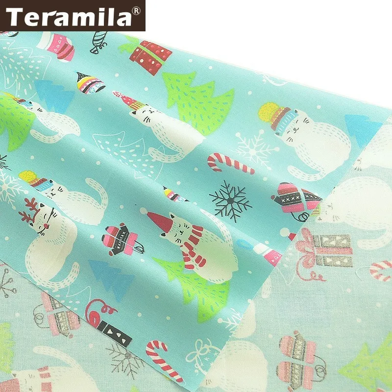 Teramila рождественский стиль 100% хлопчатобумажная ткань с рисунком кошки DIY