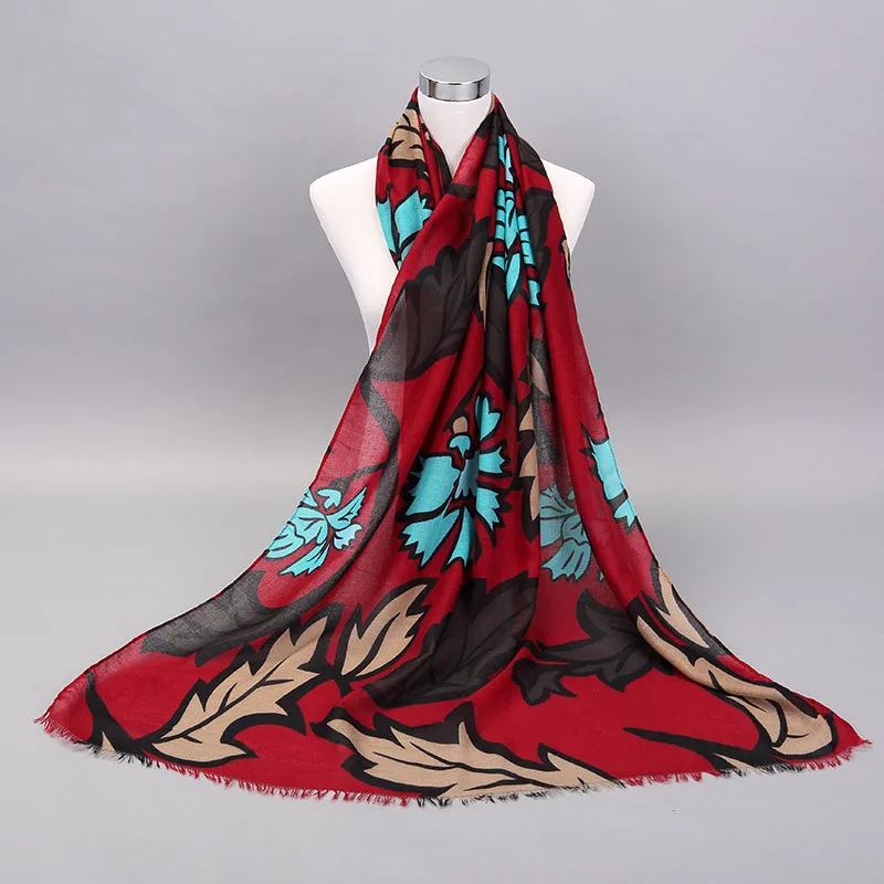 Женщины Винтаж Ретро Цветок Печати Хлопчатобумажный Шарф Длинные Шарфы Пашмины